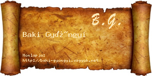 Baki Gyöngyi névjegykártya